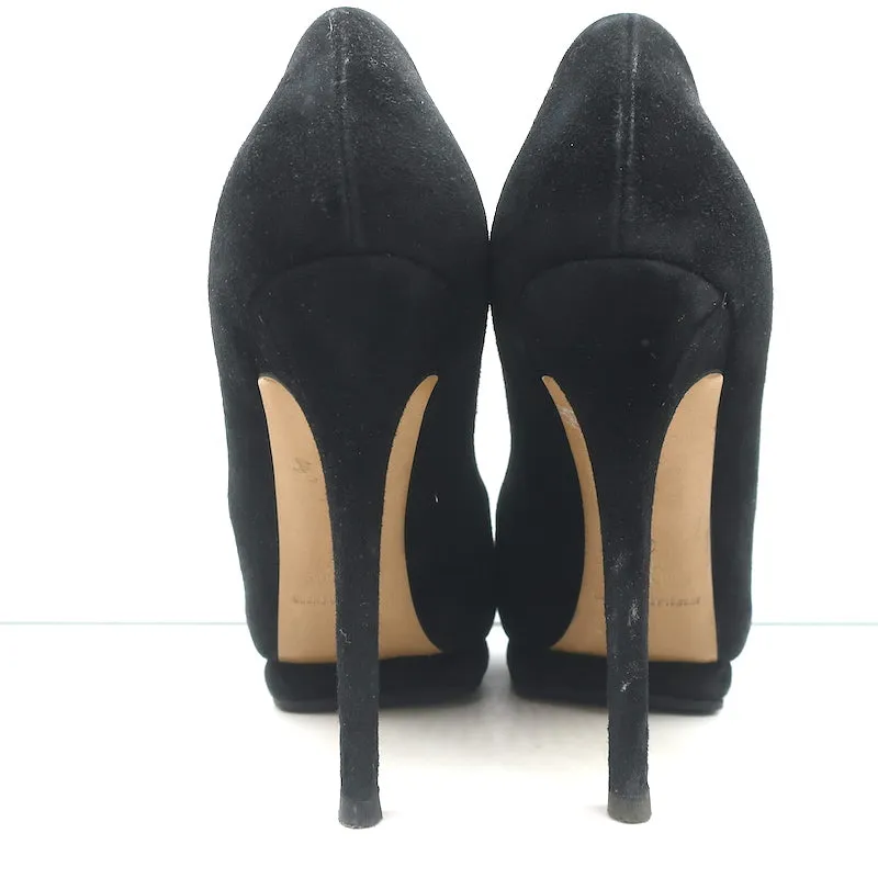 Nicholas Kirkwood Peep Toe Platform Pumps Black Suede Size 38