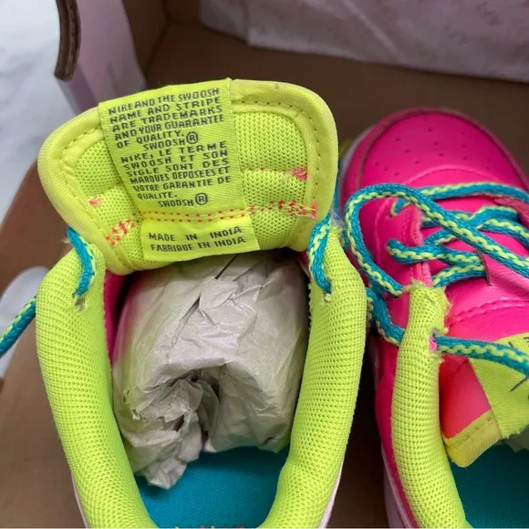 Nike Air Force 1 Baby/Toddler Shoes.  Size C7. Pink Blast/White Volt. EUC.