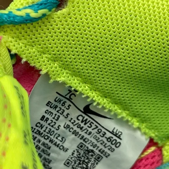 Nike Air Force 1 Baby/Toddler Shoes.  Size C7. Pink Blast/White Volt. EUC.