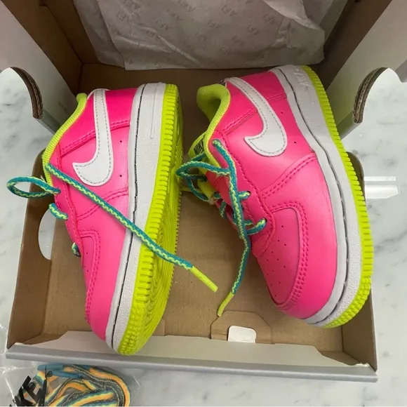 Nike Air Force 1 Baby/Toddler Shoes.  Size C7. Pink Blast/White Volt. EUC.