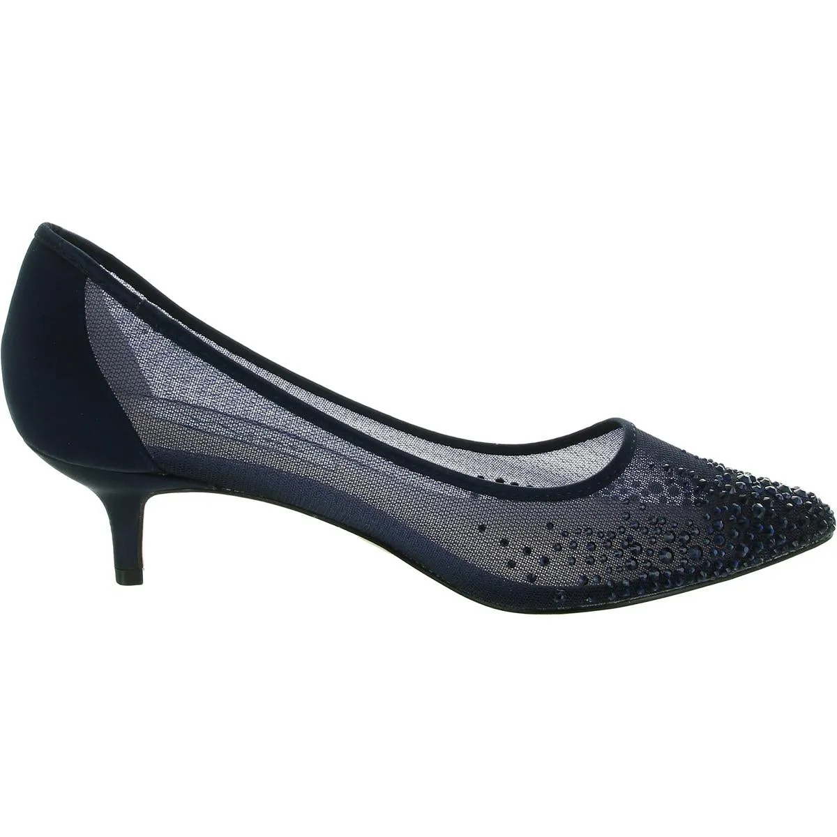 Nina Womens Rhinestone Mesh Kitten Heels