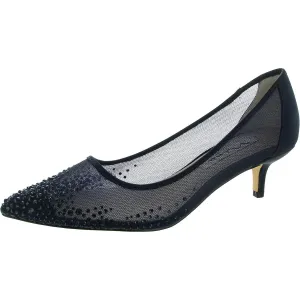Nina Womens Rhinestone Mesh Kitten Heels