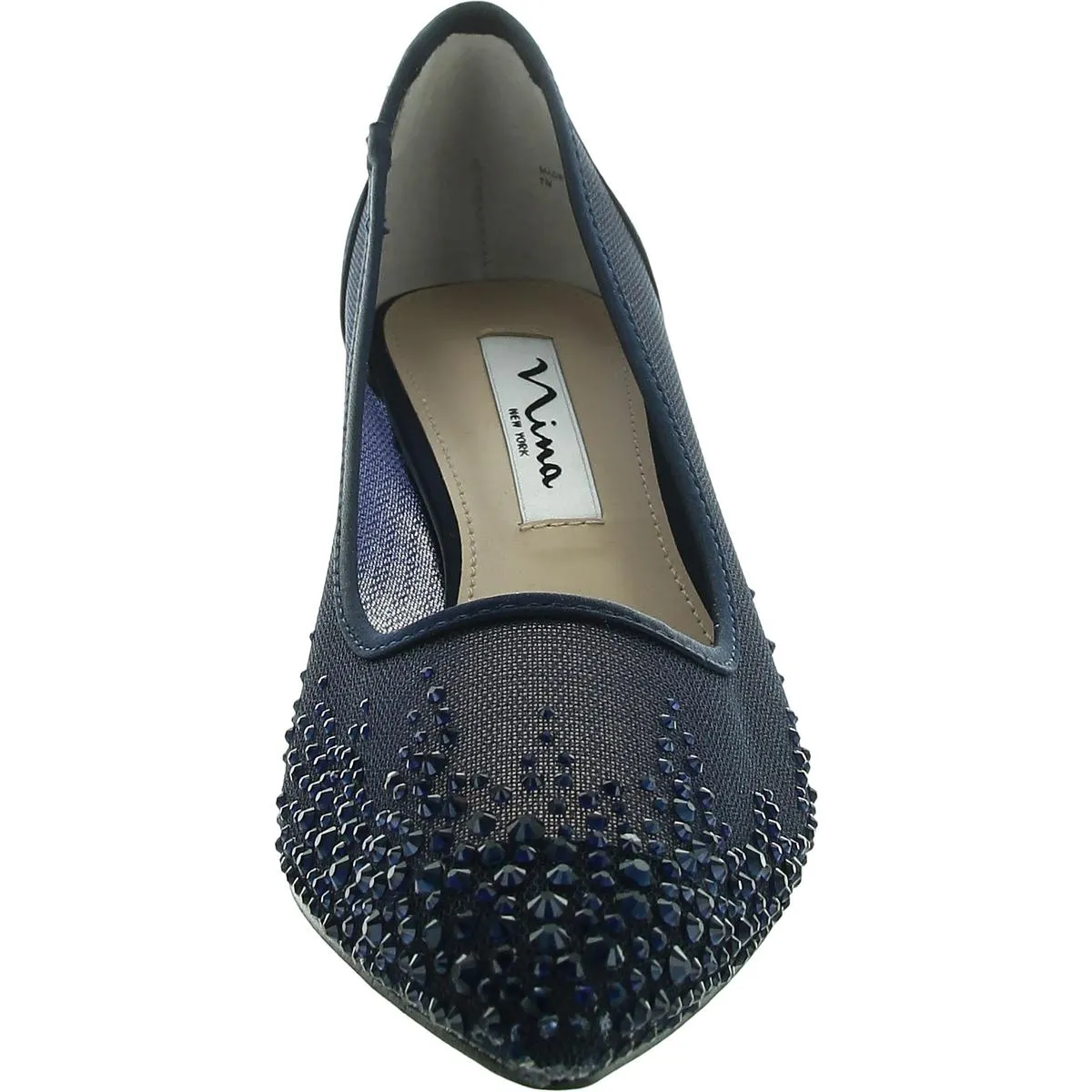 Nina Womens Rhinestone Mesh Kitten Heels