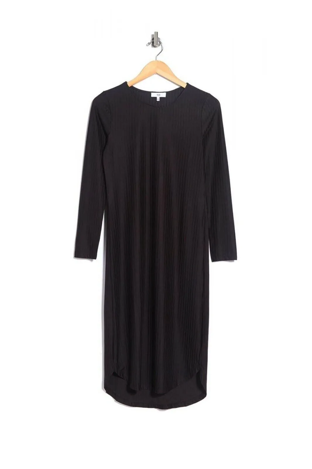 NSR Womens Lightweight Ribbed Knit Stretch Long Sleeve Dress