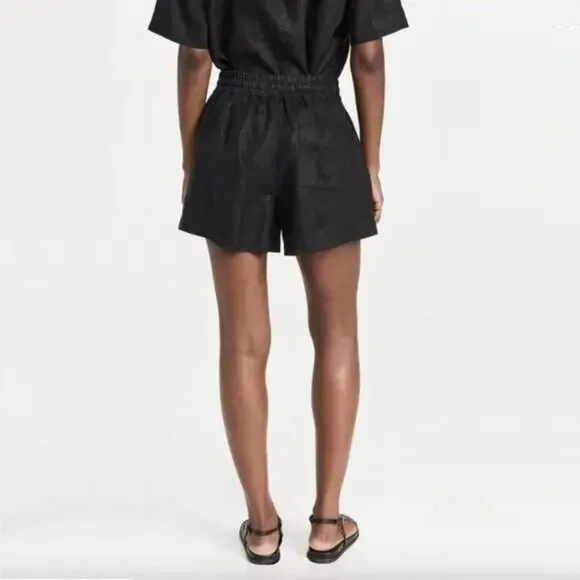 NWT AYR The Staycation Short Linen High Rise High Waist Black XS #9126
