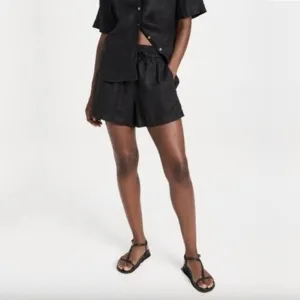 NWT AYR The Staycation Short Linen High Rise High Waist Black XS #9126