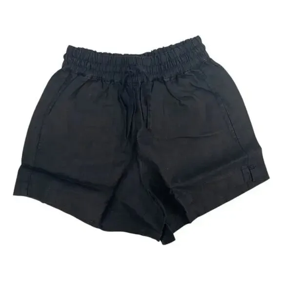 NWT AYR The Staycation Short Linen High Rise High Waist Black XS #9126