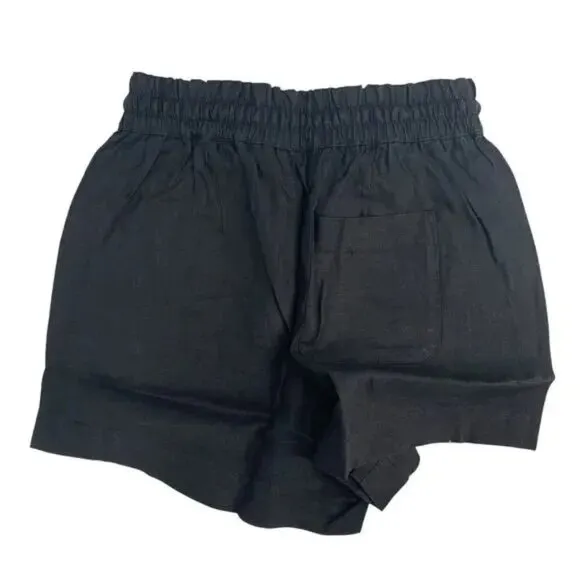 NWT AYR The Staycation Short Linen High Rise High Waist Black XS #9126