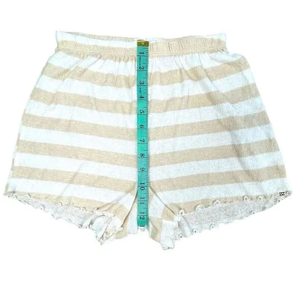 NWT BILLABONG BREEZE BY High Waist Stripe Ruffle Hem Shorts Neutral Size XS