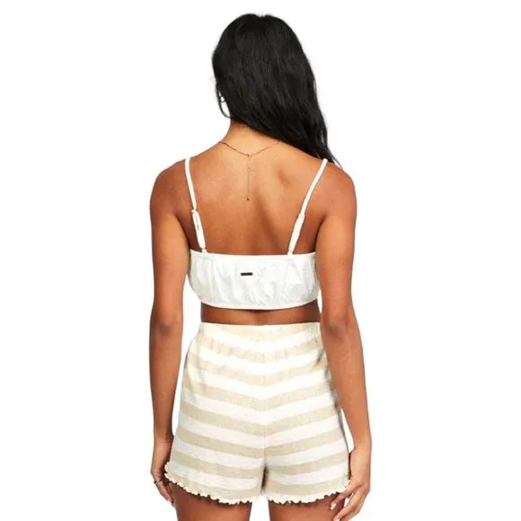 NWT BILLABONG BREEZE BY High Waist Stripe Ruffle Hem Shorts Neutral Size XS