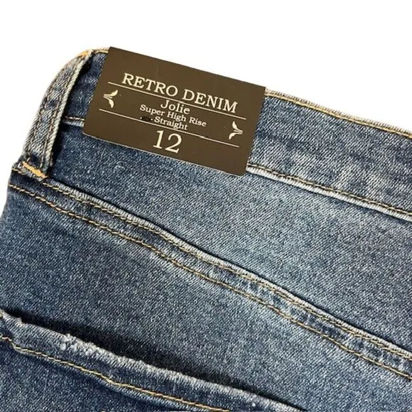 NWT Nanette Lepore Jolie Super High Rise Straight Retro Denim Stretch Size 12