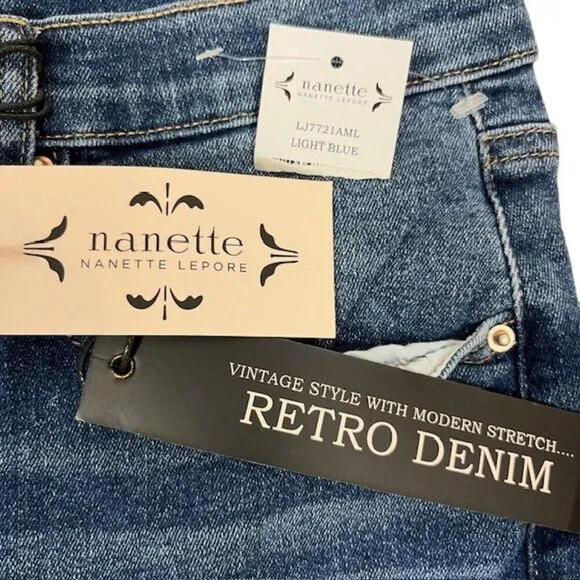 NWT Nanette Lepore Jolie Super High Rise Straight Retro Denim Stretch Size 12