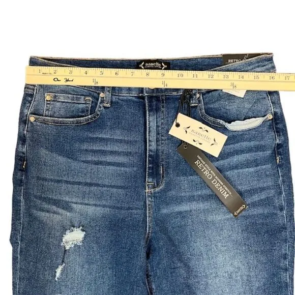NWT Nanette Lepore Jolie Super High Rise Straight Retro Denim Stretch Size 12