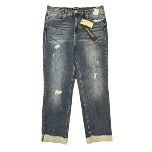 NWT Nanette Lepore Jolie Super High Rise Straight Retro Denim Stretch Size 12