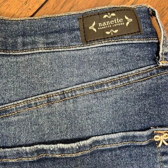 NWT Nanette Lepore Jolie Super High Rise Straight Retro Denim Stretch Size 12