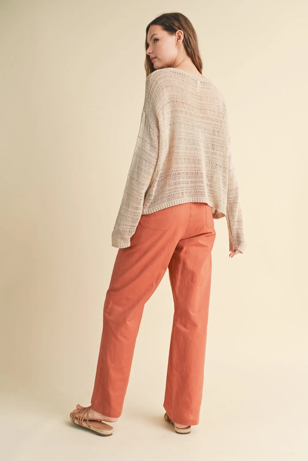 Open Knit Lightweight Taupe Sweater