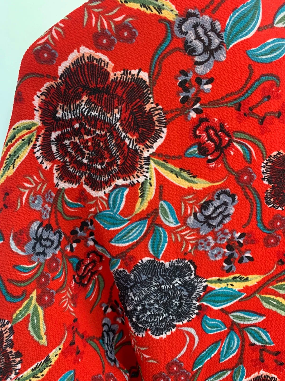 Parisian Red Floral Mini Dress UK 10