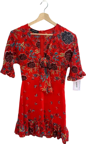 Parisian Red Floral Mini Dress UK 10