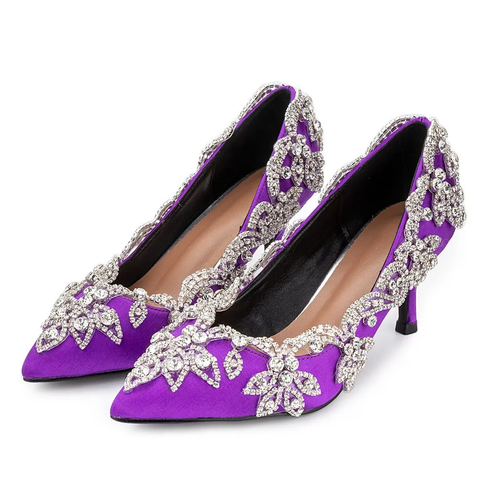 Party Shoes Diamond Floral Decorations High Heel Shoes