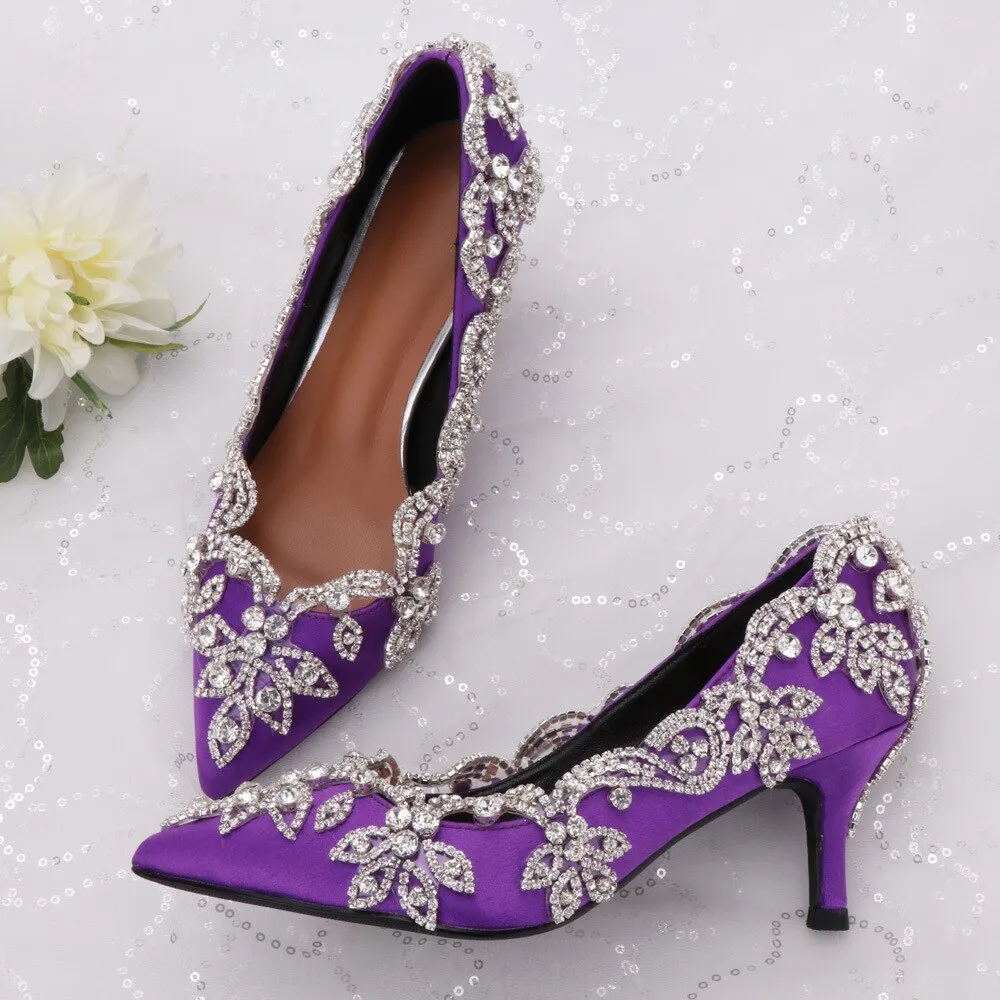 Party Shoes Diamond Floral Decorations High Heel Shoes