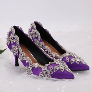 Party Shoes Diamond Floral Decorations High Heel Shoes
