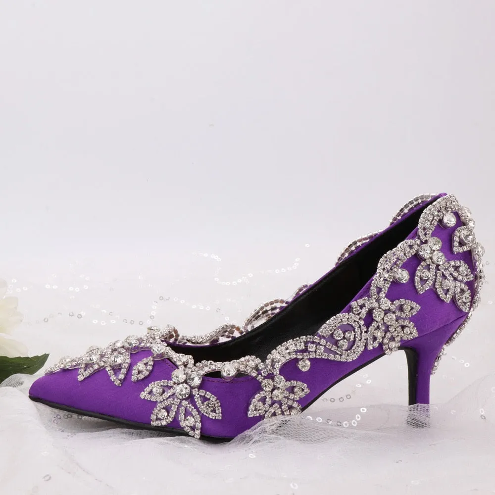 Party Shoes Diamond Floral Decorations High Heel Shoes