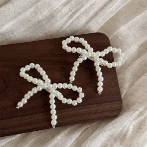 Pearl Bow Hair Clip Set