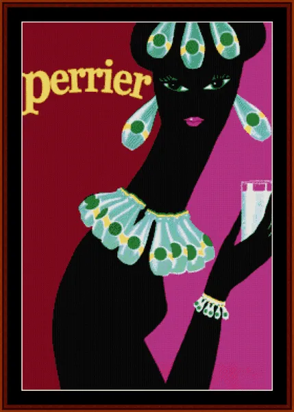 Perrier - Vintage Poster pdf cross stitch pattern