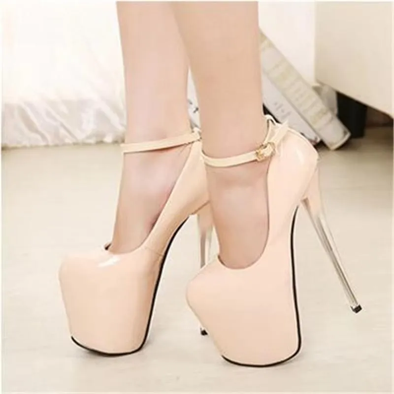 Plus:34-42 43 Spring club sexy Stiletto 19/22cm thin heels platform single shoes