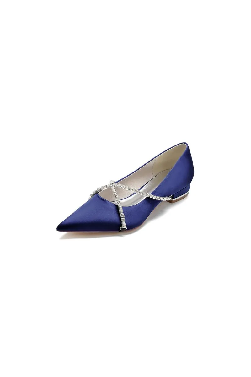 Pointed Toe Rhinestone Strap Kitten Heels