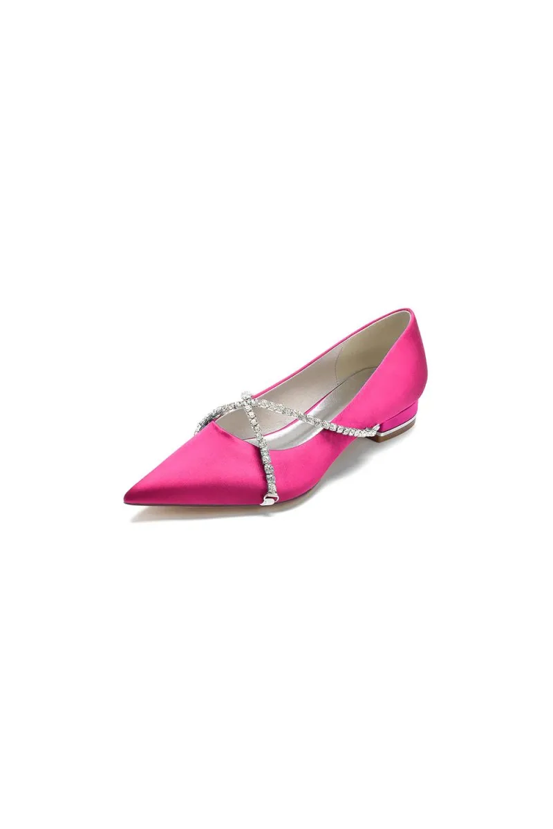Pointed Toe Rhinestone Strap Kitten Heels