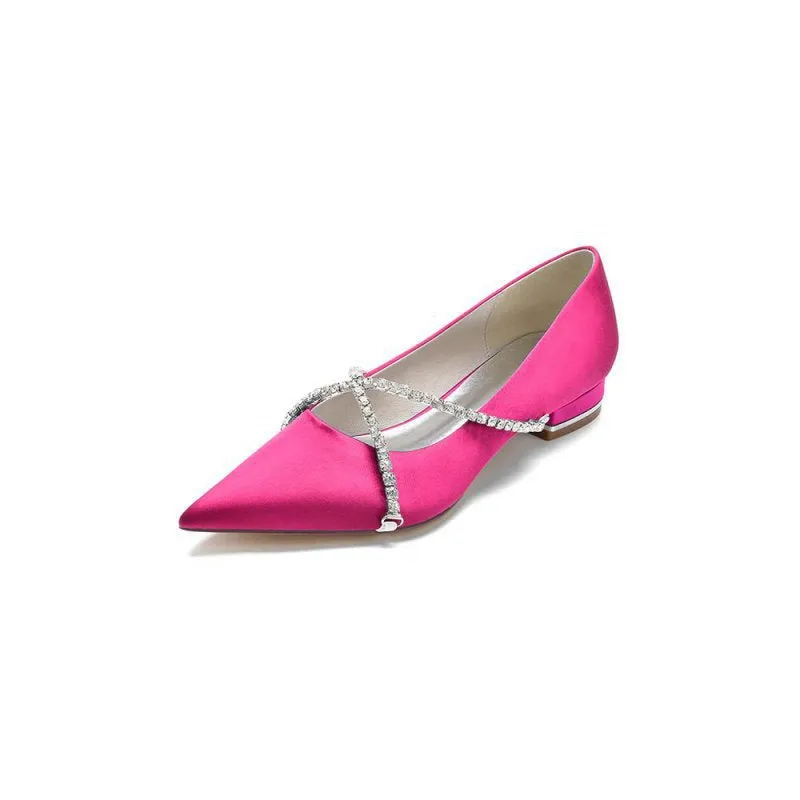 Pointed Toe Rhinestone Strap Kitten Heels