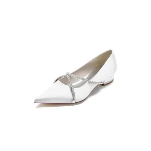 Pointed Toe Rhinestone Strap Kitten Heels