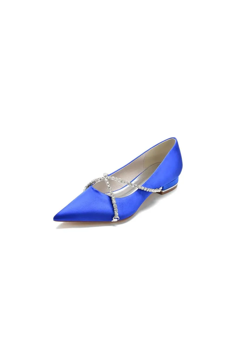 Pointed Toe Rhinestone Strap Kitten Heels