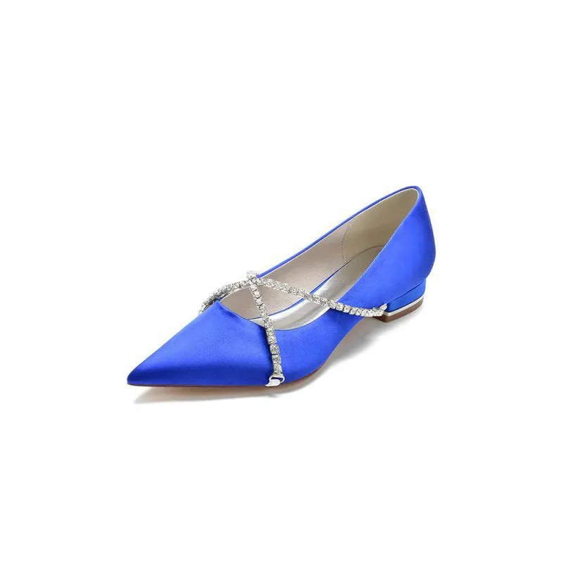 Pointed Toe Rhinestone Strap Kitten Heels