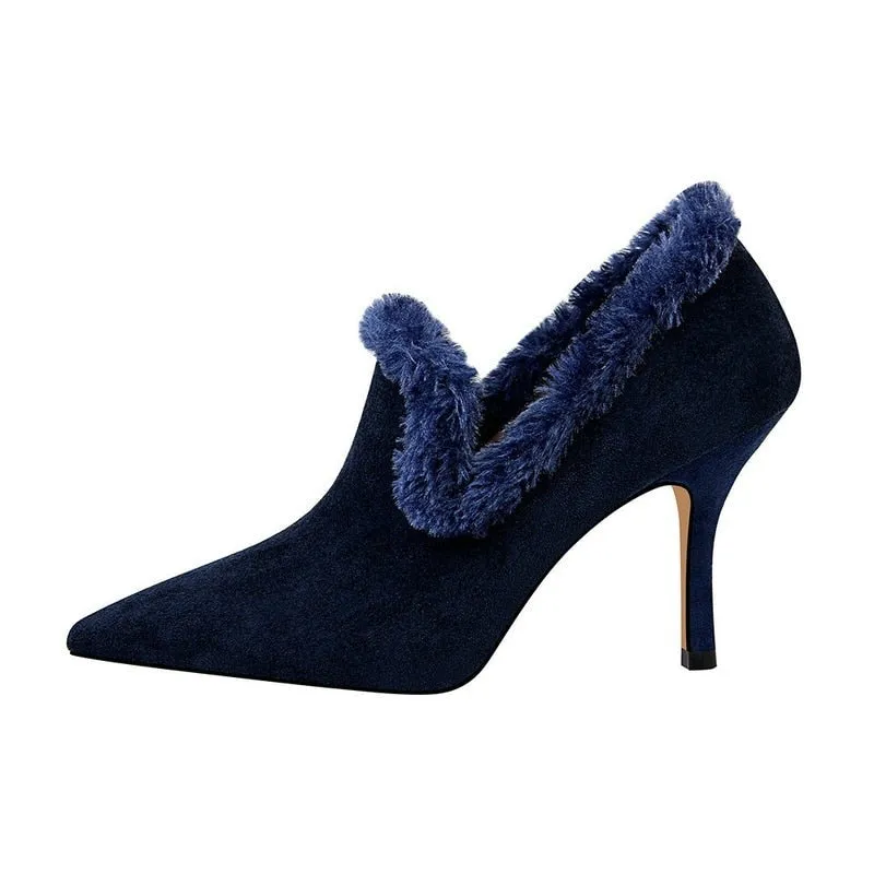 Pointed Toe Sexy Flock High Heels Shoes Women