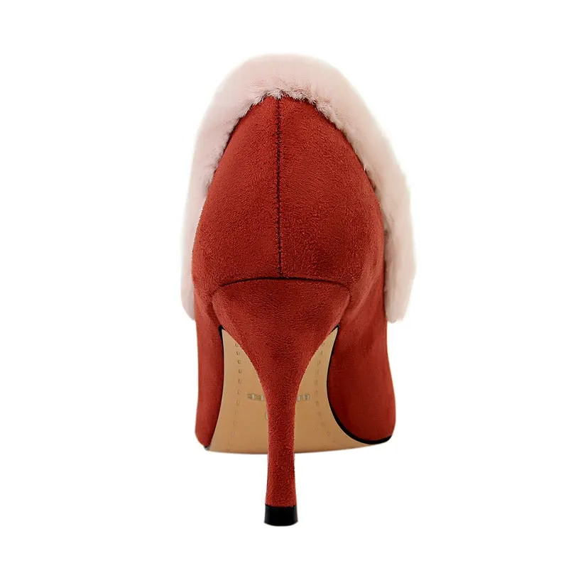 Pointed Toe Sexy Flock High Heels Shoes Women