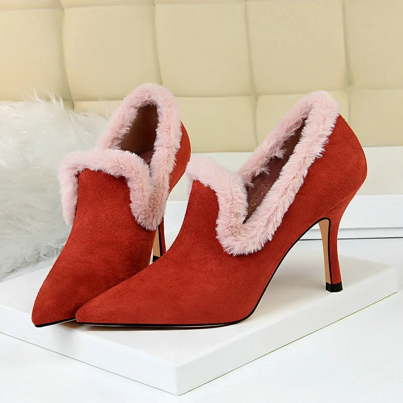 Pointed Toe Sexy Flock High Heels Shoes Women