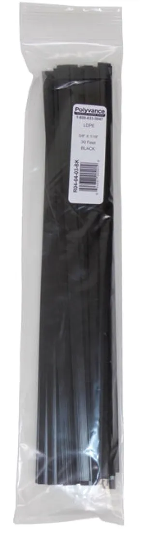 Polyvance R04-04-03-BK Polyethylene Strip (LDPE), 3/8" x 1/16", 30 ft., Black
