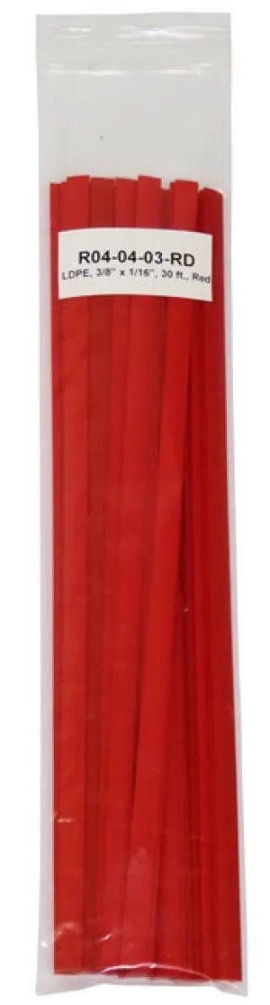 Polyvance R04-04-03-RD Polyethylene Strip (LDPE), 3/8" x 1/16", 30 ft., Red