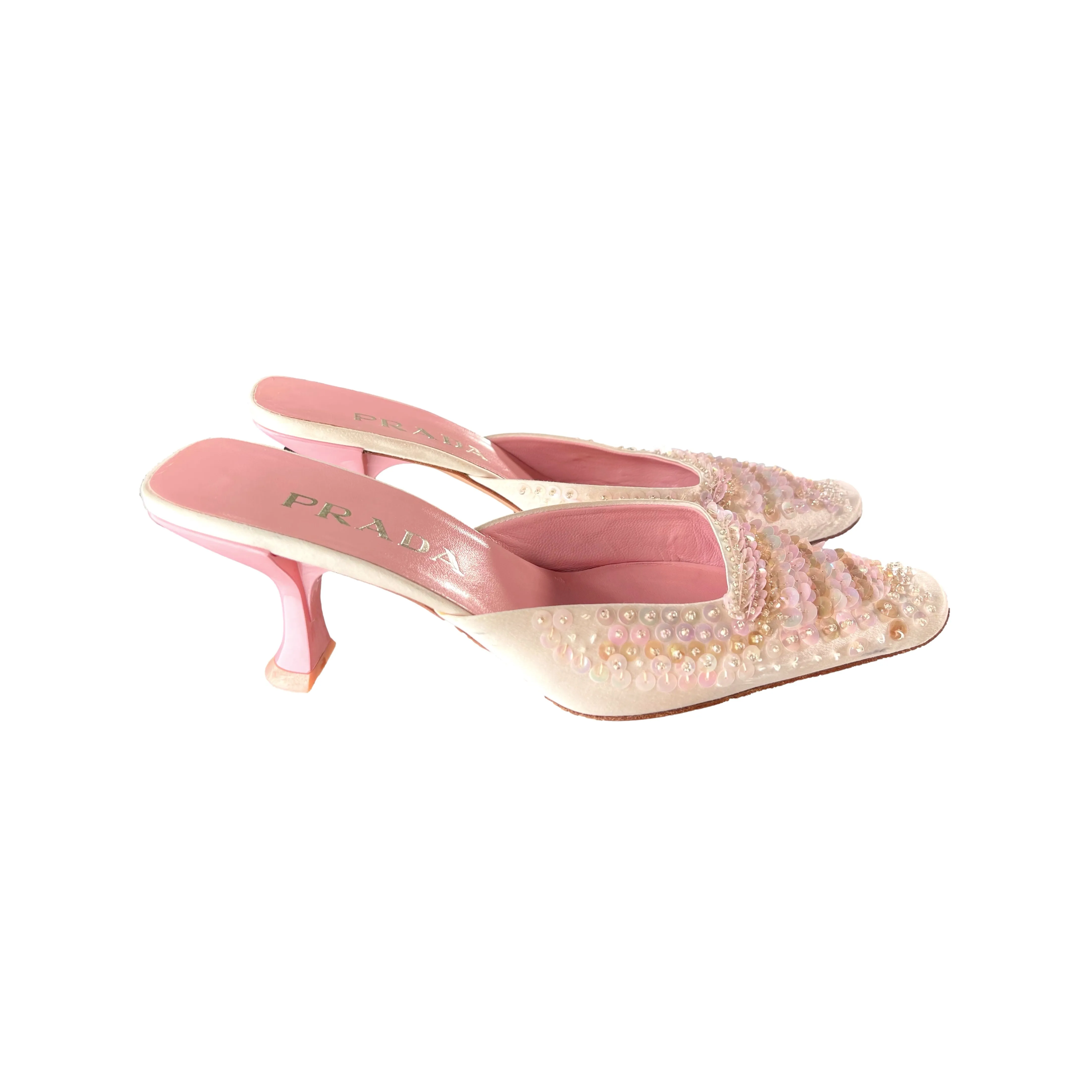 Prada Pink Sequin Kitten Heels