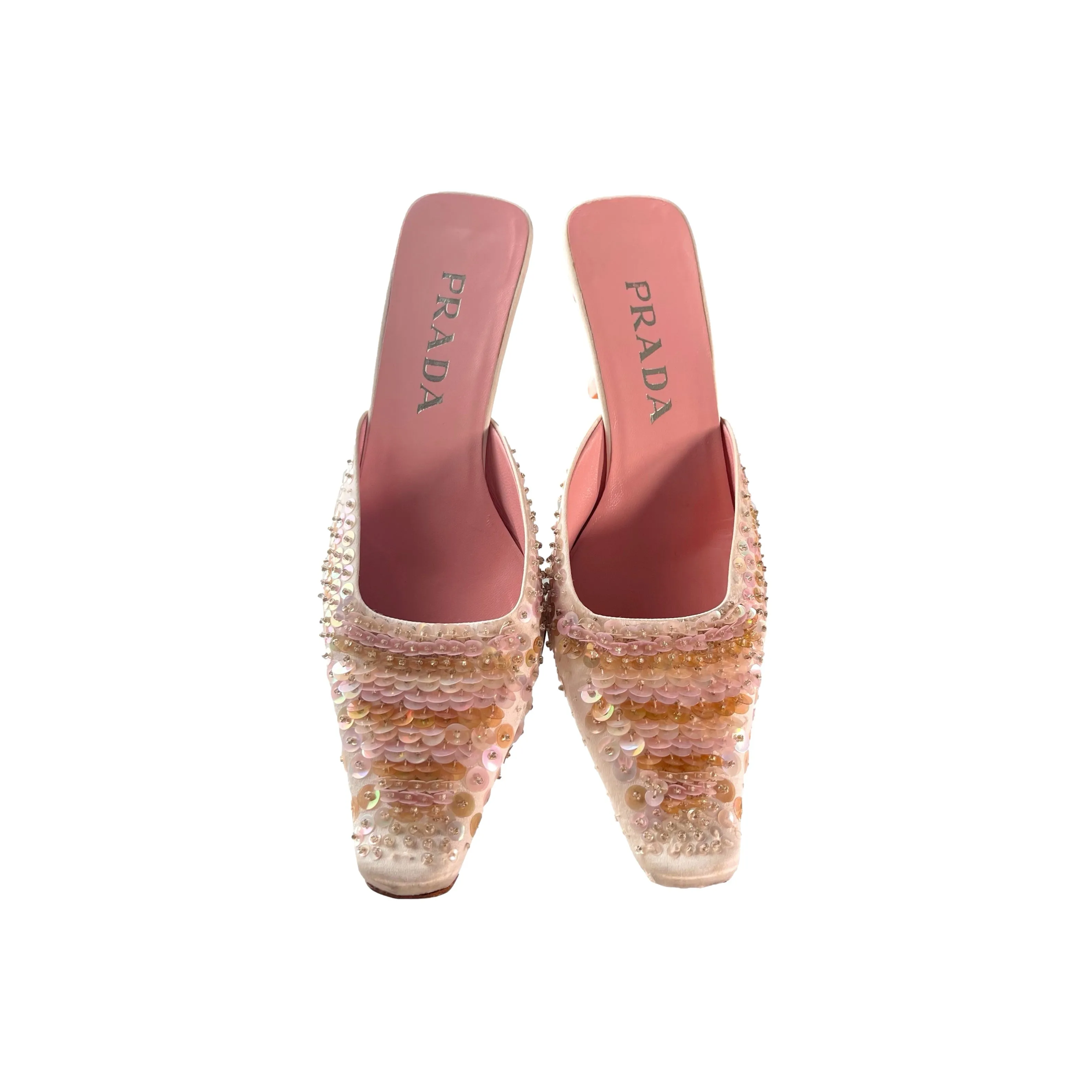 Prada Pink Sequin Kitten Heels