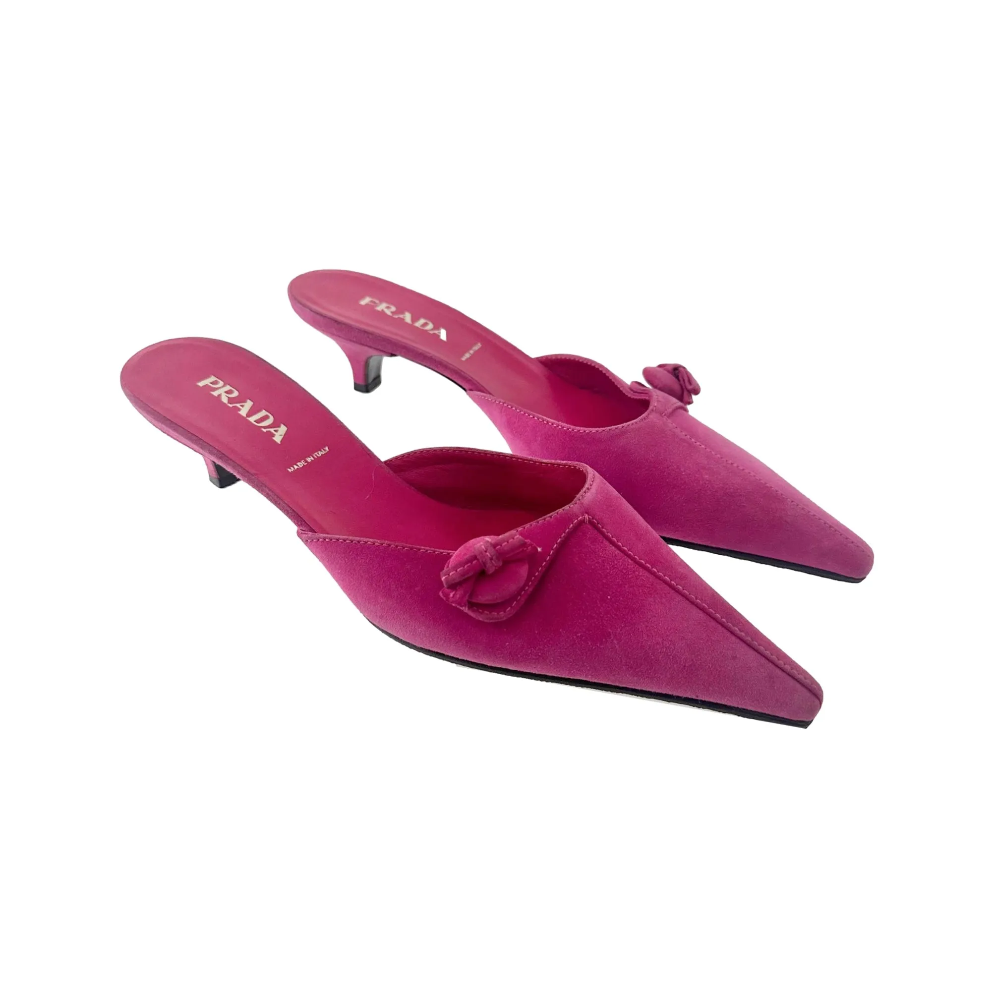 Prada Pink Suede Kitten Heels