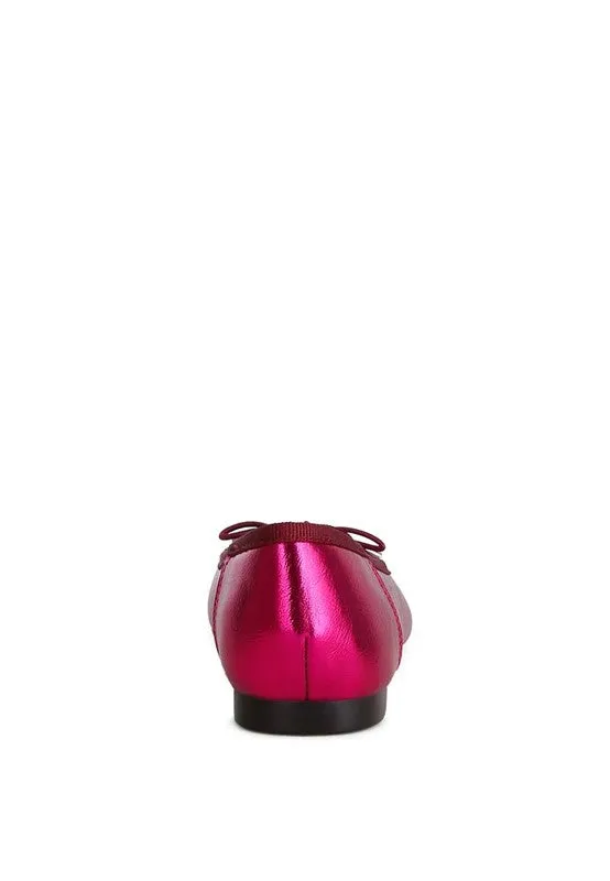 Primrose Metallic Pleather Bow Ballerinas