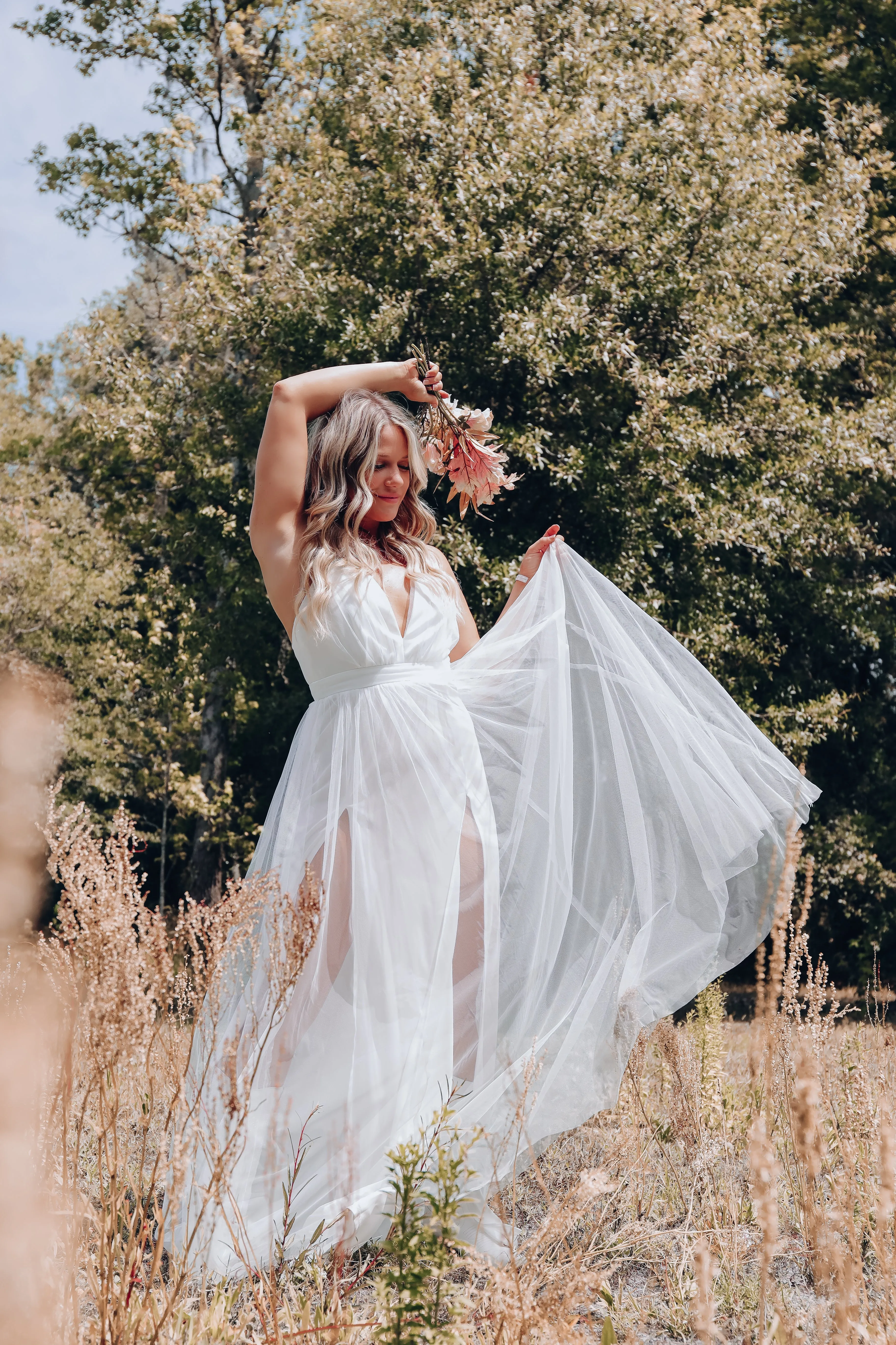 "MODEL" - Champagne Clouds Tulle Gown - Ivory - SMALL- FINAL SALE