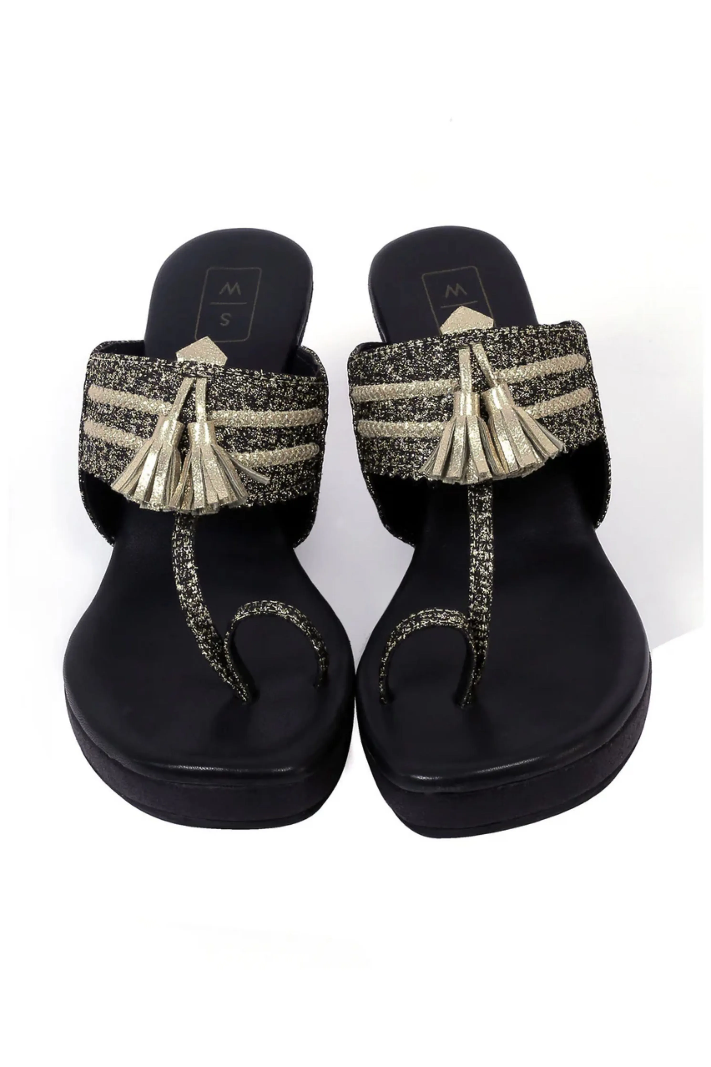 Raha Black Wedge Sandals