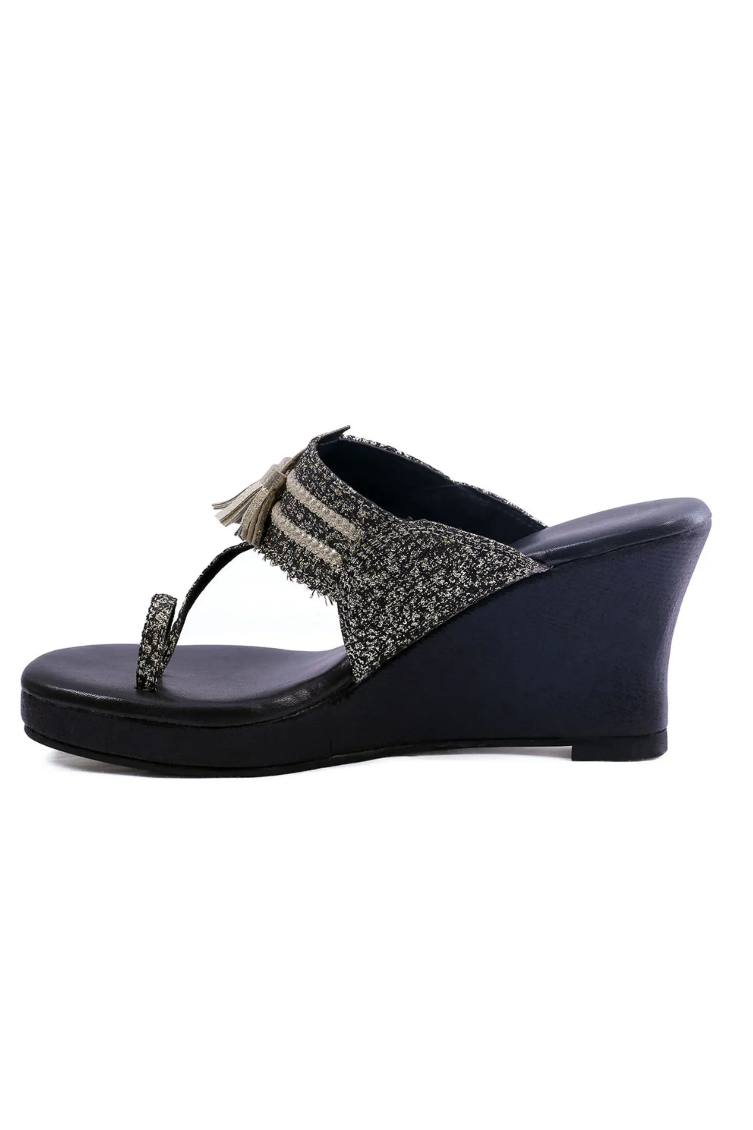 Raha Black Wedge Sandals