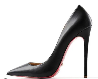 Red Bottom Shoes Women Sexy Pumps Genuine Leather High Heeled shoes Thin Heel Wedding Red Bottom Pointed Toe Stilettos Party OL
