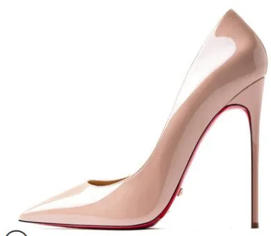 Red Bottom Shoes Women Sexy Pumps Genuine Leather High Heeled shoes Thin Heel Wedding Red Bottom Pointed Toe Stilettos Party OL