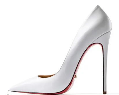 Red Bottom Shoes Women Sexy Pumps Genuine Leather High Heeled shoes Thin Heel Wedding Red Bottom Pointed Toe Stilettos Party OL